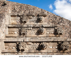 Feathered Serpent Pyramid at Teotihuacan, Mexico - stock photo