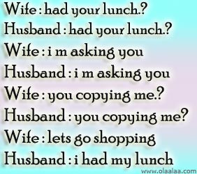 Husband Wife Jokes-Lunch-Shopping-Funny Wife