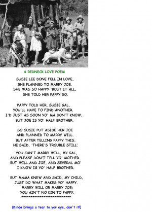 redneck love poem just to git ya in the mood for redneck love