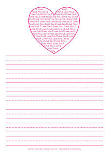 Heart Love Image on Heart Writing Paper I Love You In A Pink Heart