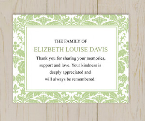 Damask Border Thank You Card Printable - After Funeral Note/sympathy