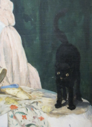 Detail from Olympia painted by Edouard Manet, 1863A black cat crossing ...