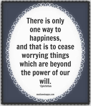 There is only one way to happiness and that is to cease worrying.