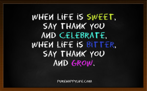 Life Quote: When life is sweet, say thank you and celebrate, when..