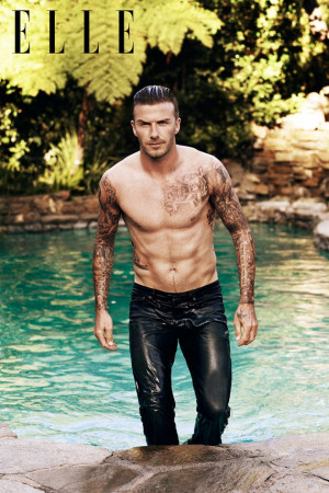 Wet and Shirtless David Beckham Covers ELLE UK July 2012