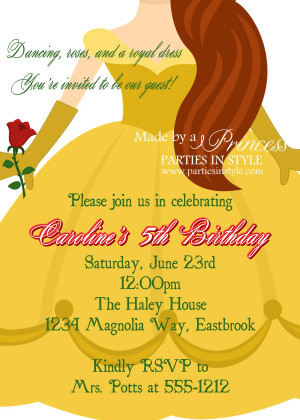 Birthday Invitation - Princess Series Rose Beauty - Printable DIY