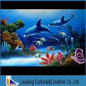 dolphin oil painting on
