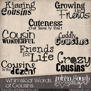 Cousins Digital Scrapbook Word Art Clip Art & Card Making, Whimsical ...