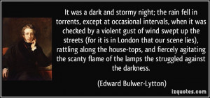 It was a dark and stormy night; the rain fell in torrents, except at ...