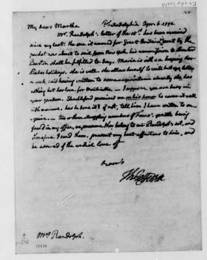 Thomas Jefferson to Martha Jefferson Randolph, April 6, 1792