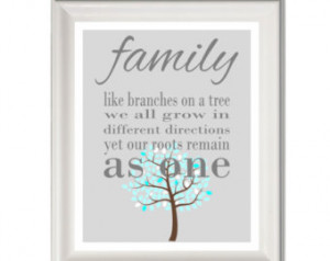 ... art print- family quote- family wall art- tree art print- grey decor