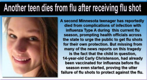 2013 Feb] Teen dies from flu after receiving flu shot