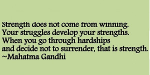 ... and decide not to surrender, that is strength . ” ~ Mahatma Gandhi
