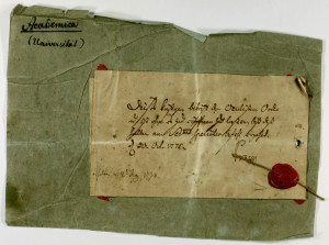 note from October 30, 1775 reads, “This box concerns the Oculist ...