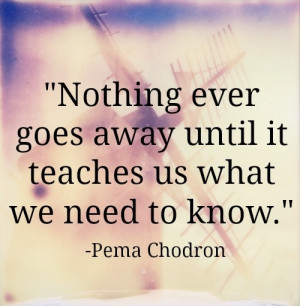 14. Nothing ever goes away until it teaches us what we need to know.