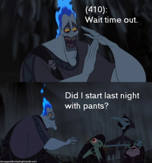 Top image: Hades from Hercules making a ‘T’ with his hands.Bottom ...