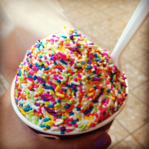 ice cream with rainbow sprinkles