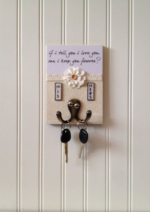 His || Hers Key Holder With Quote and Flower by lovingLeighYours, $30 ...