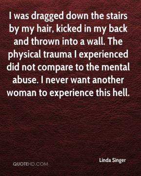 Linda Singer - I was dragged down the stairs by my hair, kicked in my ...