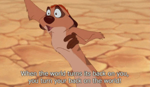 When the world turns its back on you, you turn your back on the world!