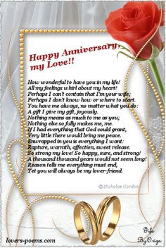Anniversary Poems For Husband | Happy Anniversary, my Love! | oriza ...