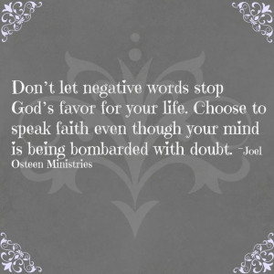 ... : Don’t Let Negative Words Stop God’s Favor For Your Life