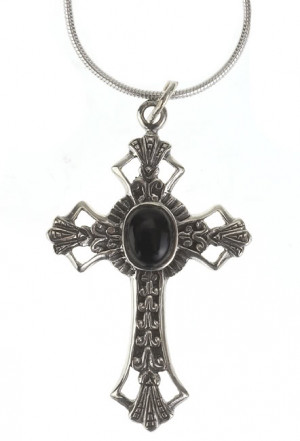 Black Onyx Gothic Cross Pendant Image