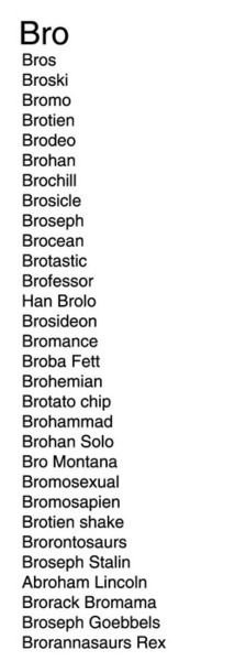 All Words That Start With - Bro -
