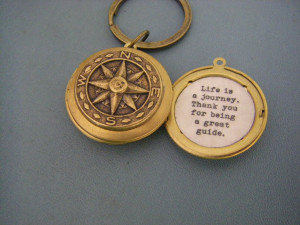 Fathers Day Compass Locket keychain with quote inside Life is a ...