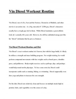 vin diesel workout routine