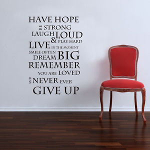 Inspirational Have Hope Wall Art Quote Stickers Vinyl Decal Removable ...