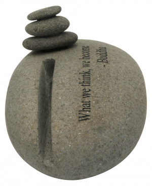 Home Home Buddha Quote Natural Rocks Cairn Business Card Holder