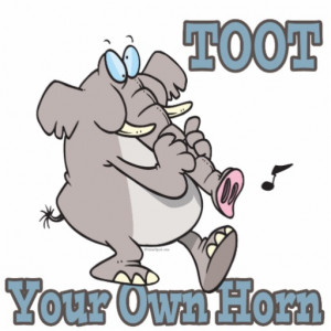 toot your own horn trunk elephant funny cartoon cut out