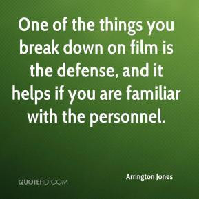 One of the things you break down on film is the defense, and it helps ...