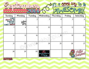 September 2014 Calendar and quote prints. Free printables from ...