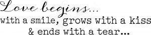 Love Begins with a Kiss Wall Quote