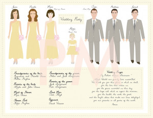 Custom Wedding Program Wedding Party Illustrations by PaperMaids, via ...