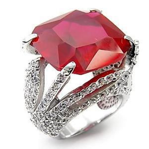 July Flower And Birthstone | 925 Silver Big July Flower CZ Ruby Color ...