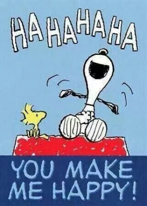 Snoopy and Woodstock laugh!