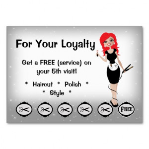 Hair Salon Loyalty Business Cards red head