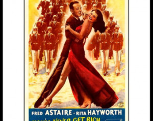 Fred Astaire 1941 Movie Poster with Rita Hayworth, You'll Never Get ...