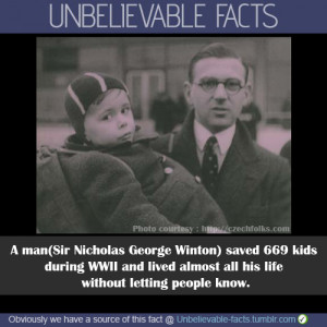Great story!unbelievable-facts:A Briton named Sir Nicholas Winton, who ...