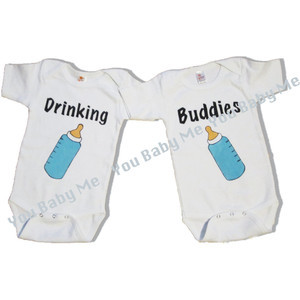 Twin funny onesie/shirt - Drinking Buddies - Twin clothing - Hand ...