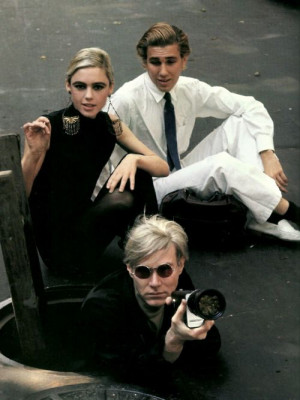 Edie Sedgwick, Gerard Malanga and Andy Warhol