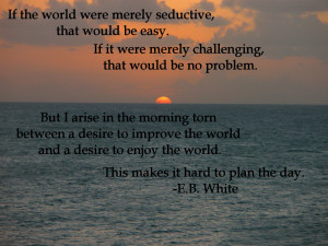 If the world were merely seductive, that would be easy. – E.B. White
