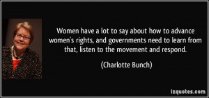 Women have a lot to say about how to advance women's rights, and ...