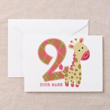 2nd Birthday Giraffe Personalized Greeting Card for