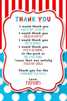 ... Seuss Inspired Invitation FREE thank you by DazzleExpressions, $15.00