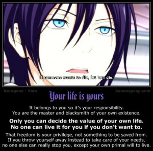 Noragami: Let suicidal people die ~ It's their life to live or throw ...