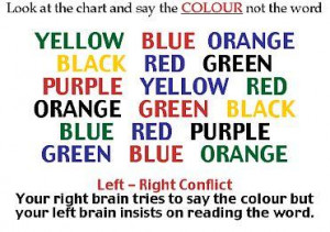 Your Right Brain Tries To Say The Colour But Your Left Brain Insists ...